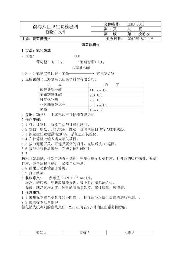 “八巨卫生院检验科标准作业程序SOP文件(58页).rar”第1页图片