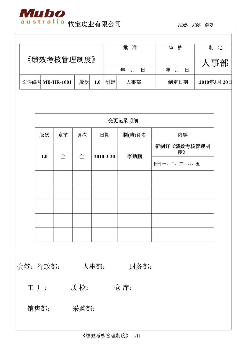 “牧宝皮具皮业公司绩效考核管理制度DOC.doc”第1页图片