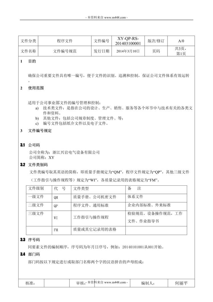 “兴岩电气设备公司文件编号规范(doc).doc”第1页图片