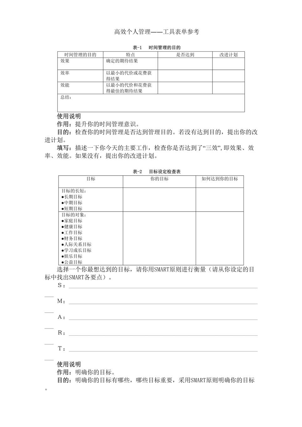 “高效职业人士必备技能时间管理工具表单DOC.doc”第1页图片