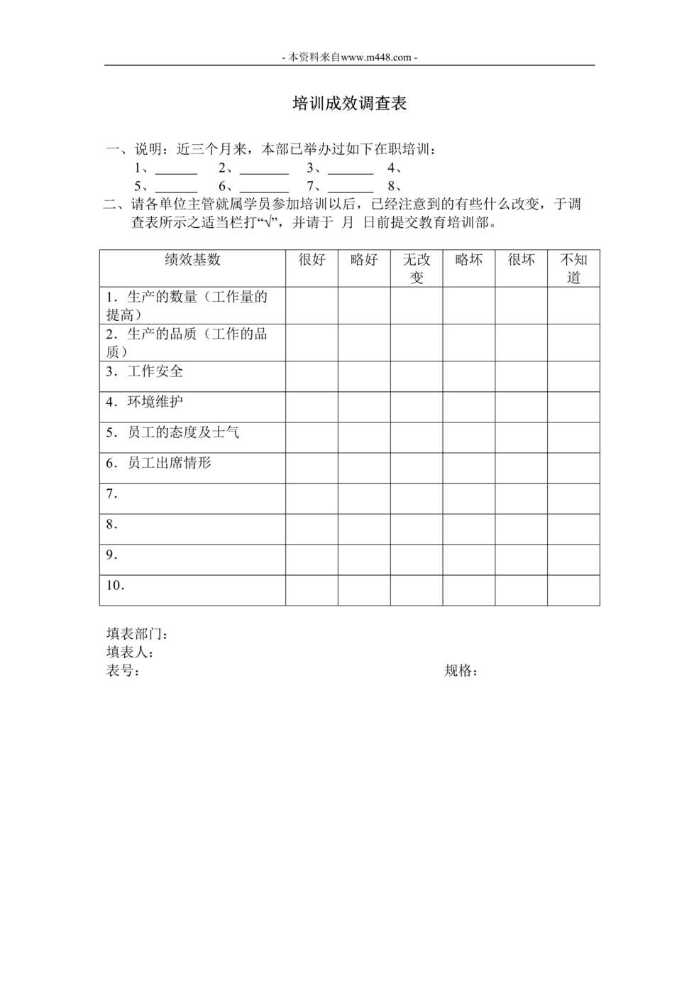 “培训成效调查表DOC”第1页图片