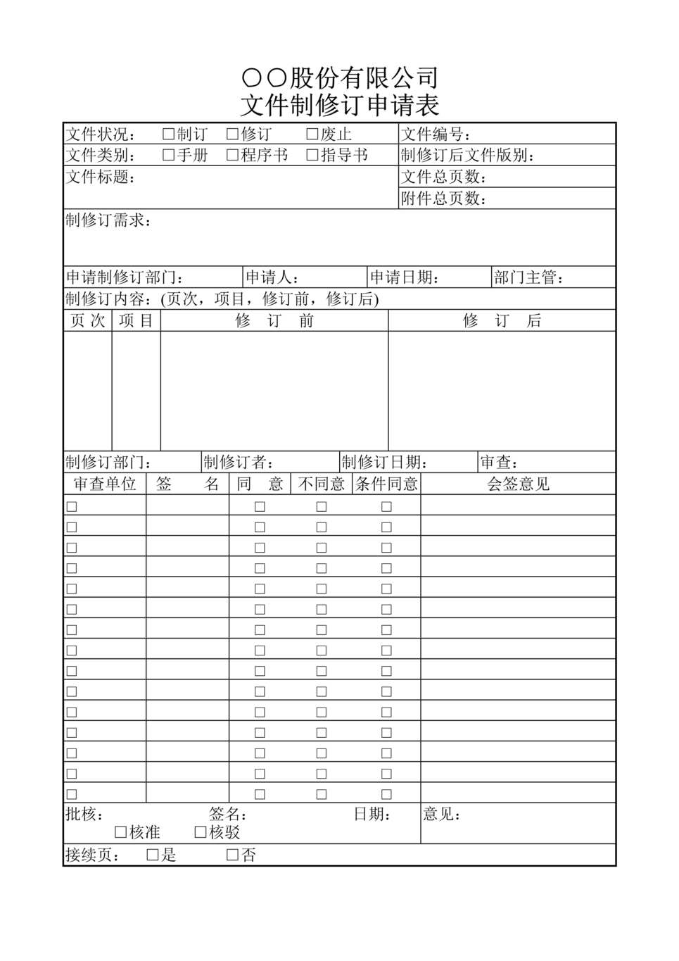 “文件制修订申请表DOC”第1页图片