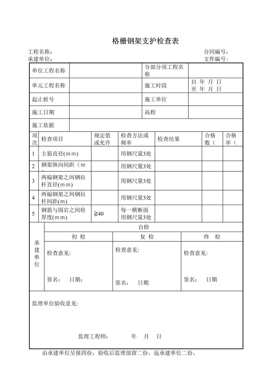 “格栅钢架支护检查表DOC”第1页图片