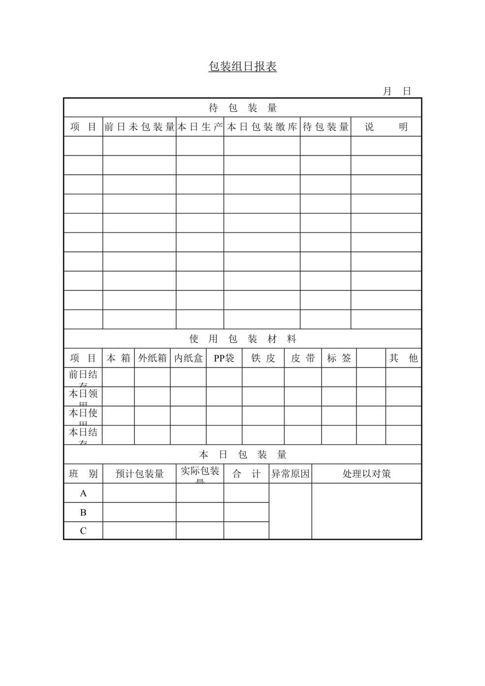 “包装组日报表DOC格式”第1页图片