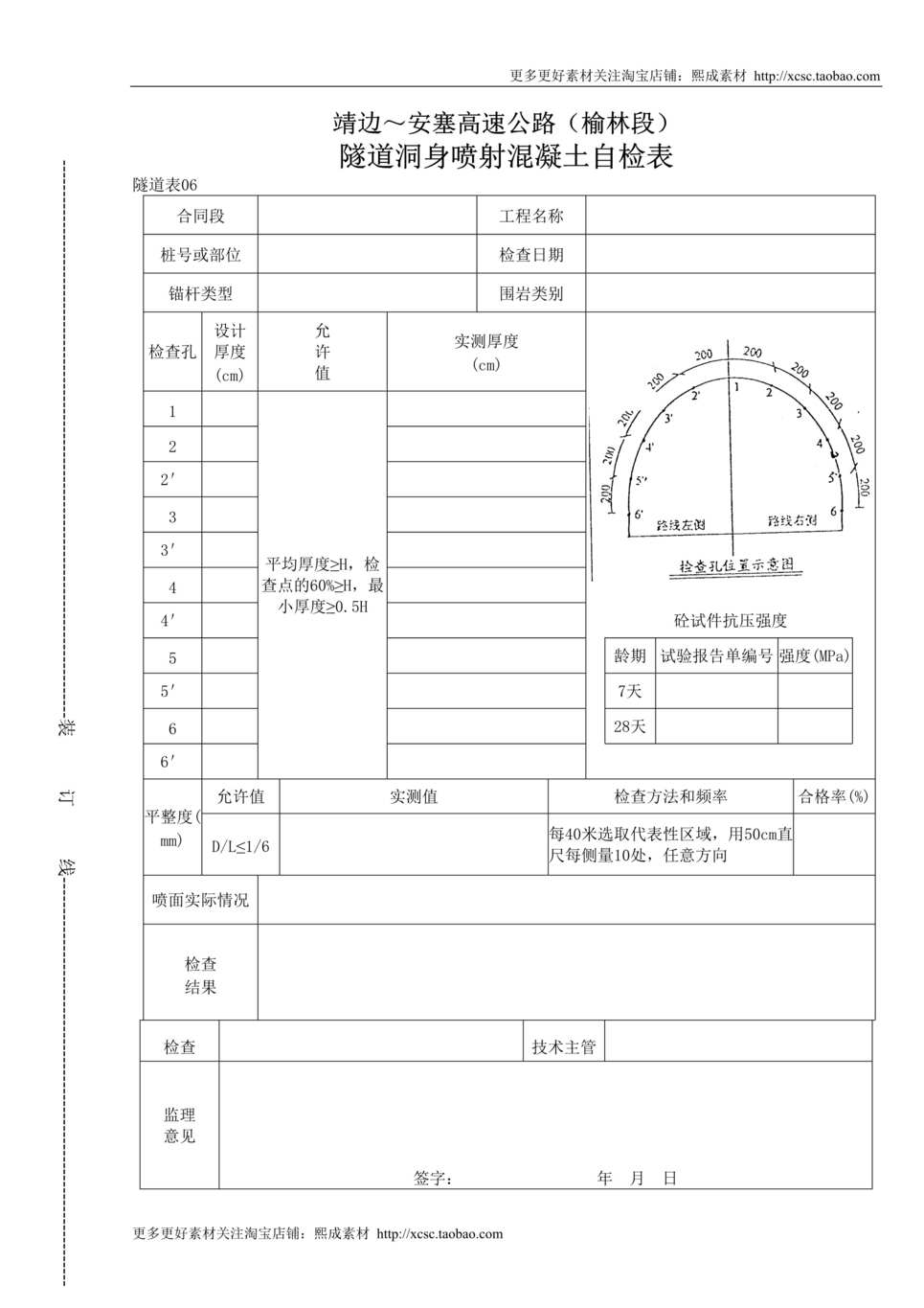 “隧道洞身喷射混凝土自检表DOC”第1页图片