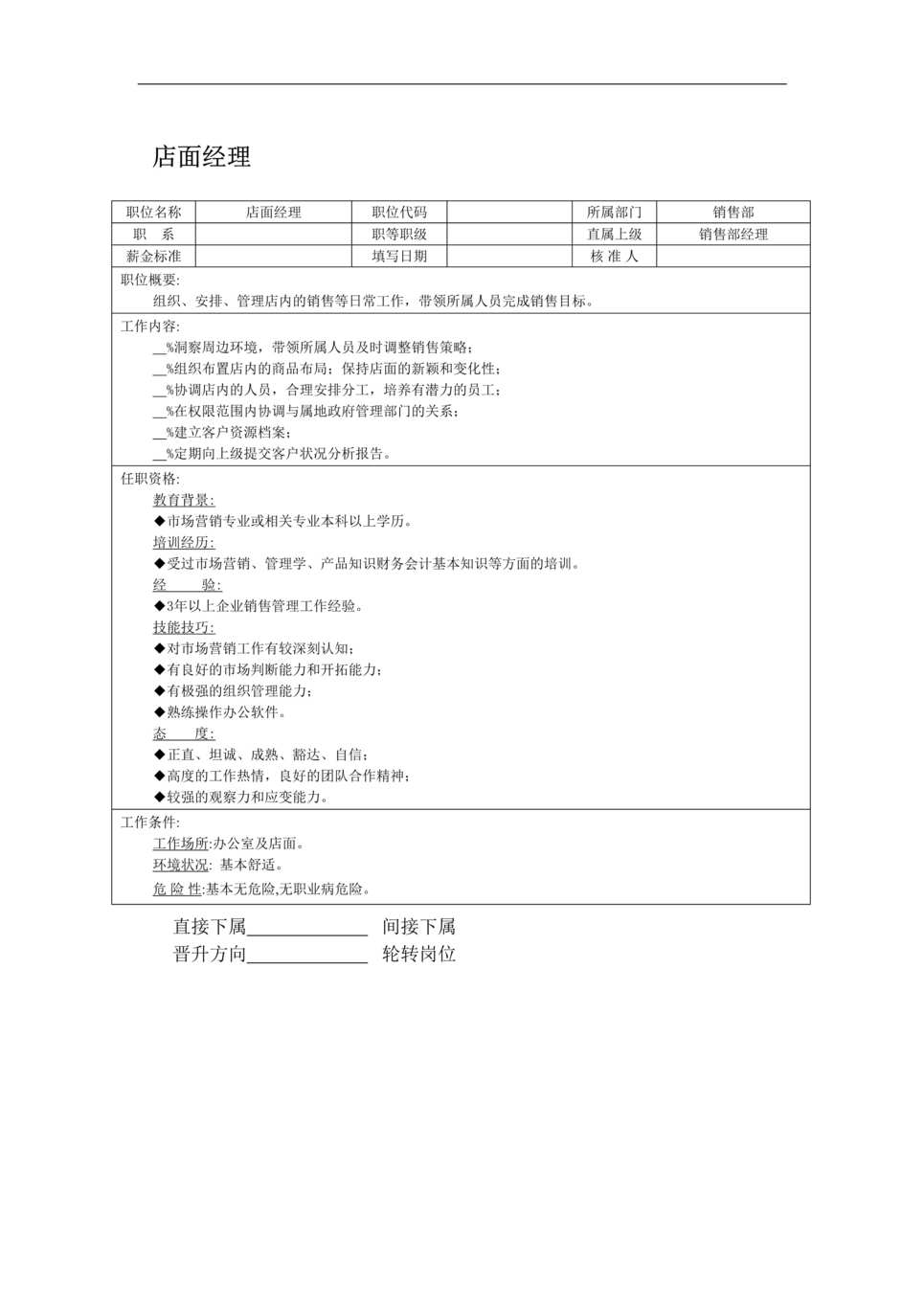 “店面经理职位说明书DOC”第1页图片