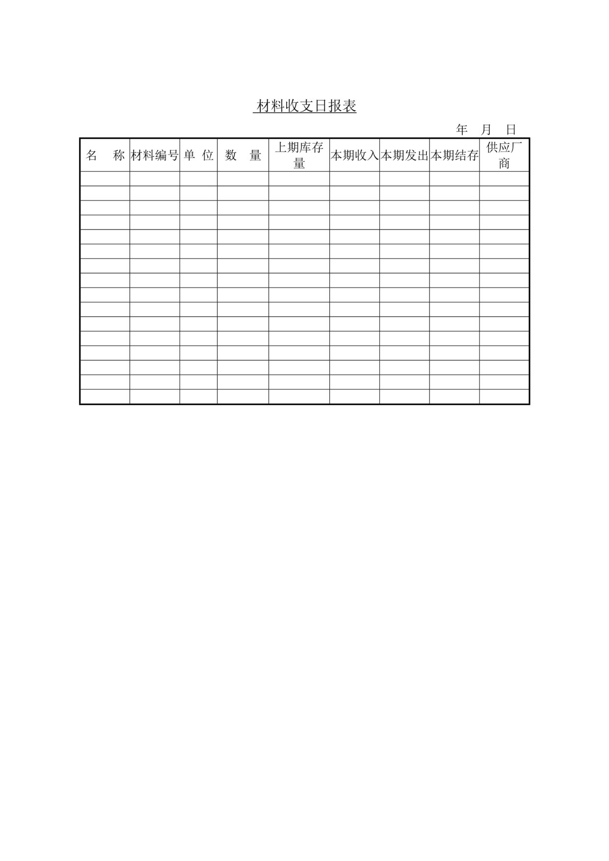 “材料收支日报表DOC”第1页图片