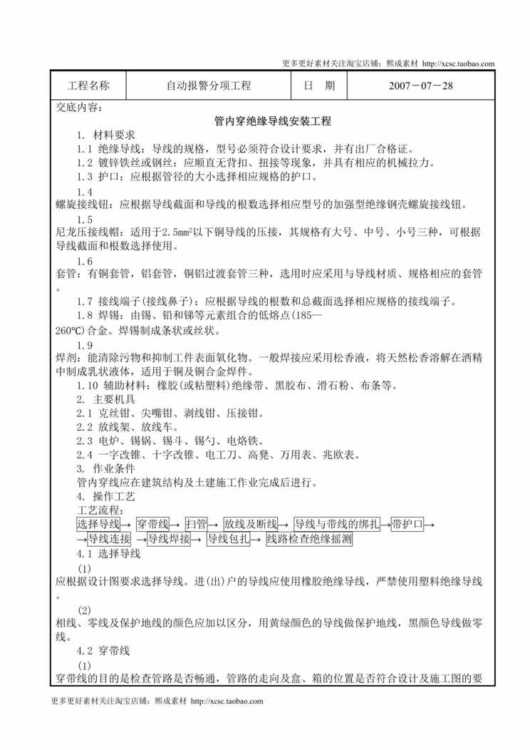 “管内穿绝缘导线技术交底SHLDOC”第1页图片