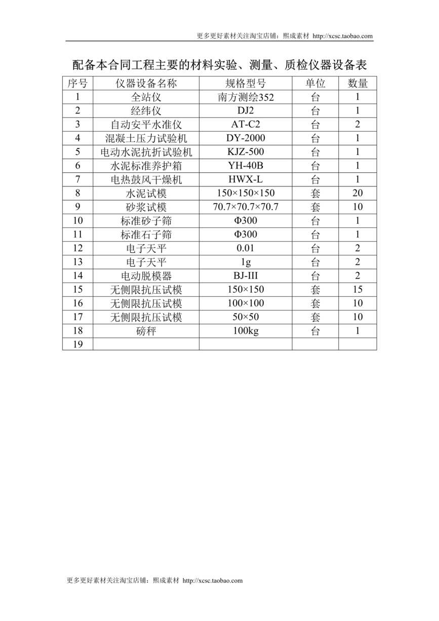 “配备本合同工程主要材料实验DOC”第1页图片