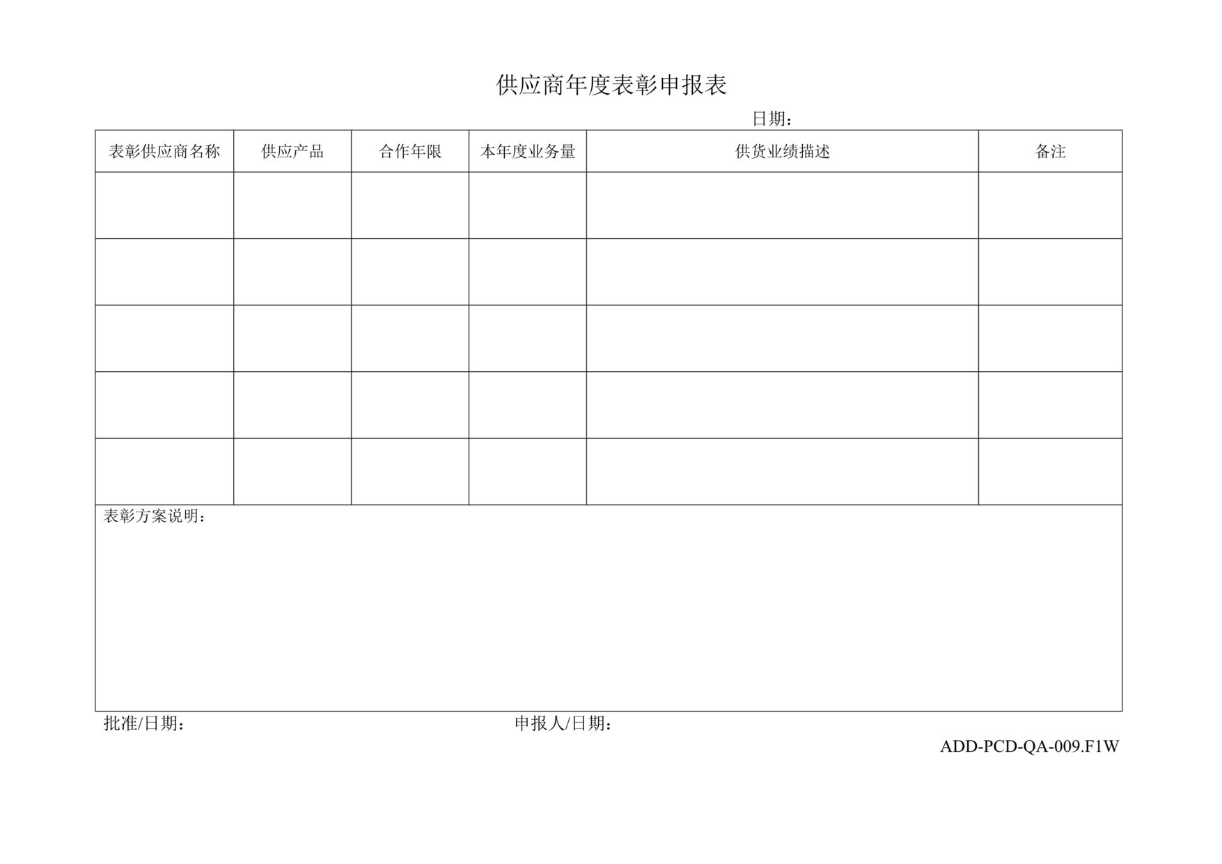 “汽车减震器TS16949_供应商年度表彰申报表DOC”第1页图片