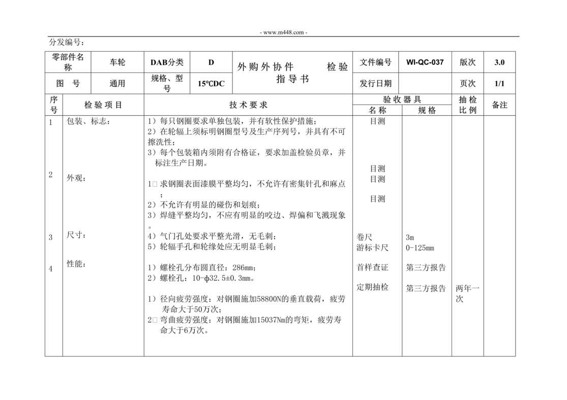 “新能源电动汽车公司IATF16949_车轮材料检验指导书DOC”第1页图片