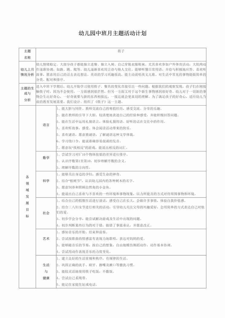 “2020年幼儿园_中班月主题活动计划DOC”第1页图片