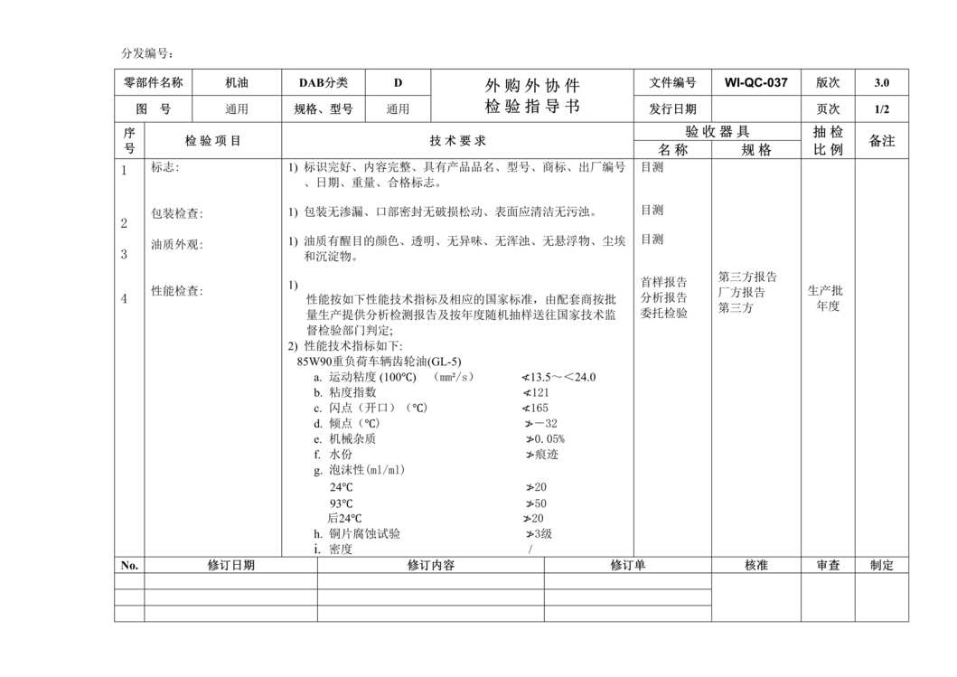 “新能源电动汽车公司IATF16949_机油材料检验指导书DOC”第1页图片