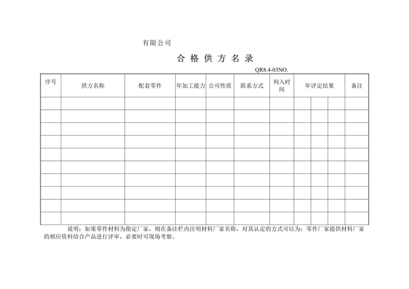 “某汽车配件公司IATF16949_2016合格供方名录DOC”第1页图片