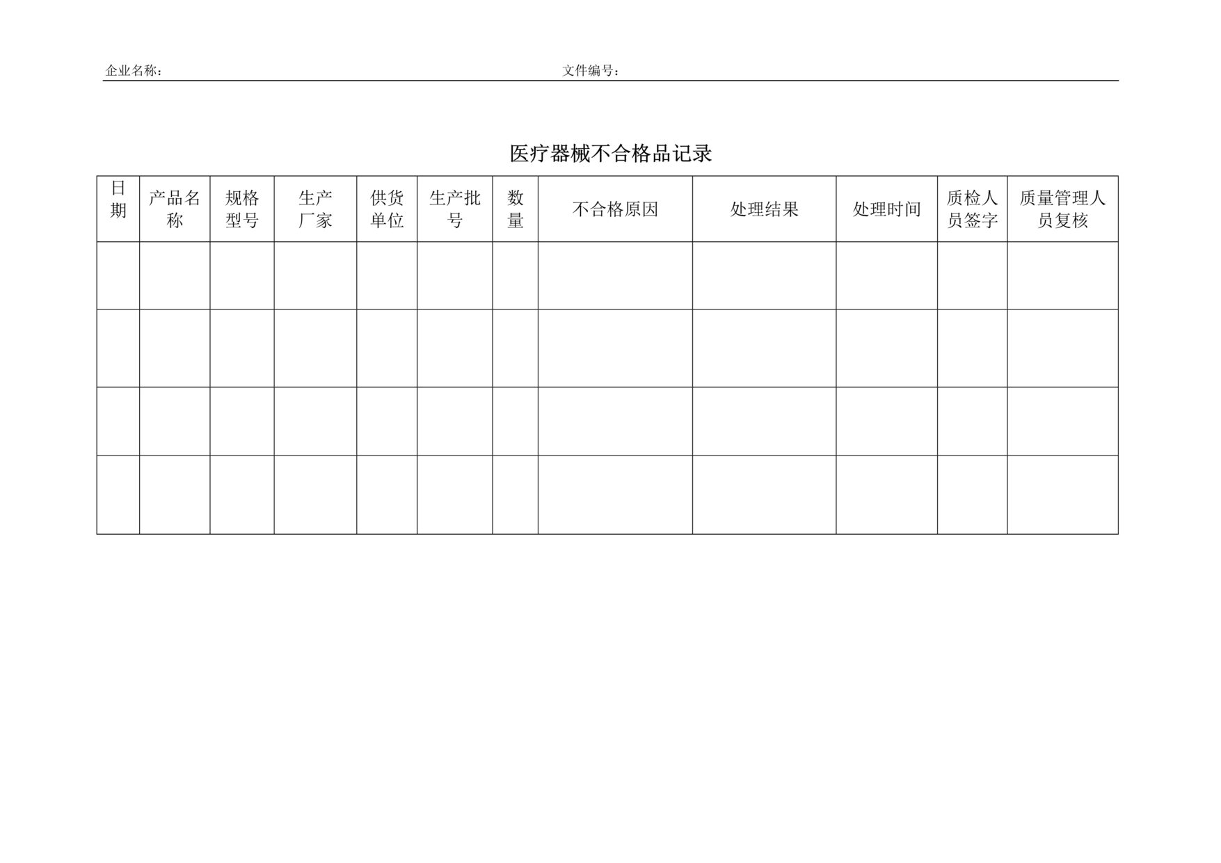 “医疗器械_不合格产品处理记录DOC”第1页图片