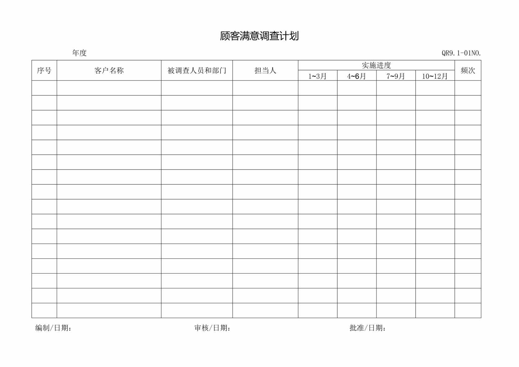 “某汽车配件公司IATF16949_2016顾客满意度调查计划DOC”第1页图片