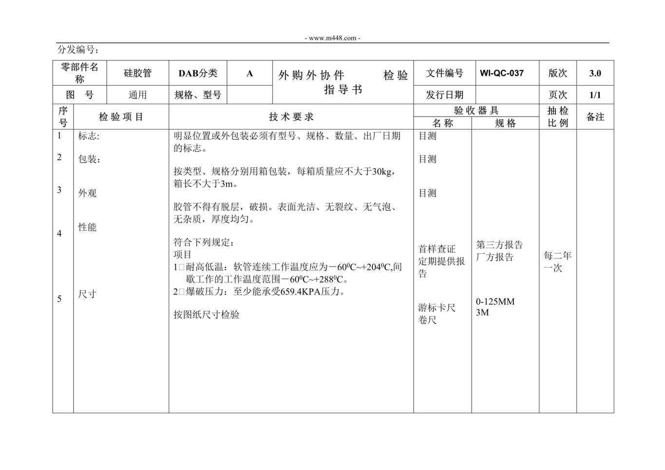 “新能源电动汽车公司IATF16949_硅胶管材料检验指导书DOC”第1页图片