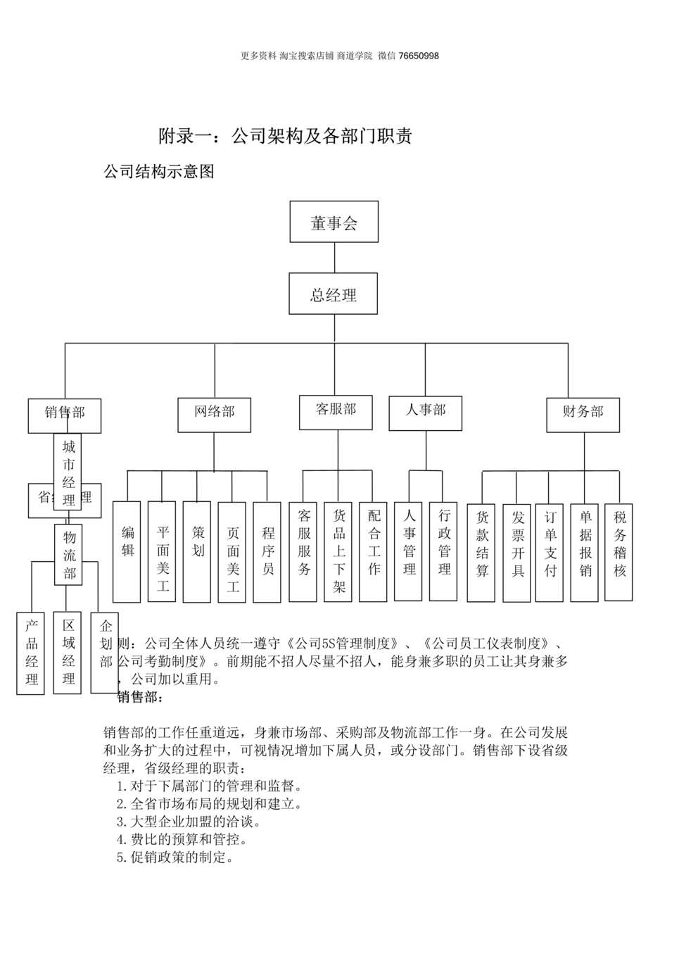 “网络公司架构及各部门职责DOC”第1页图片