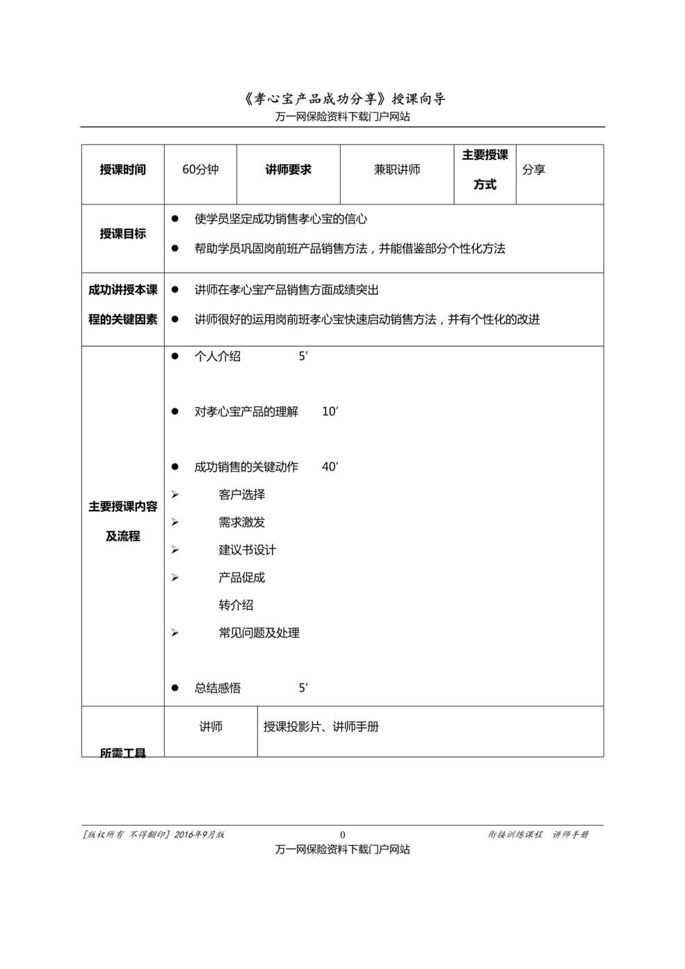 “新人衔接培训课程9前海孝心保销售分享含讲师手册授课向导16页”第1页图片