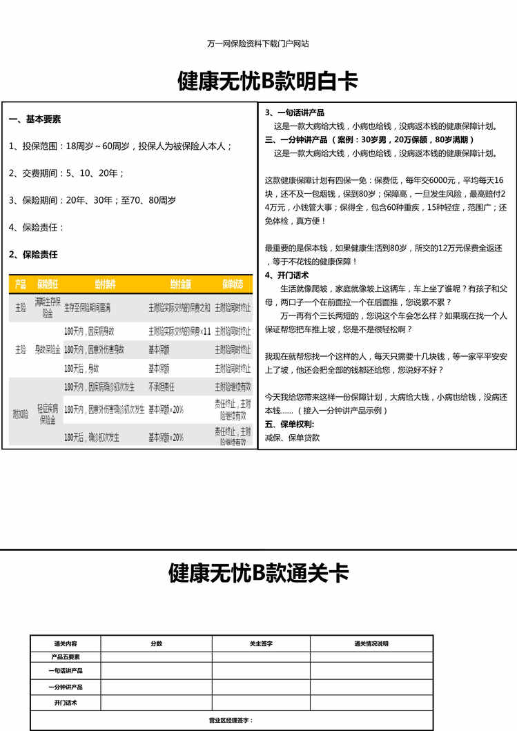 “新华健康无忧B款明白卡通关卡学习卡2页DOC”第1页图片