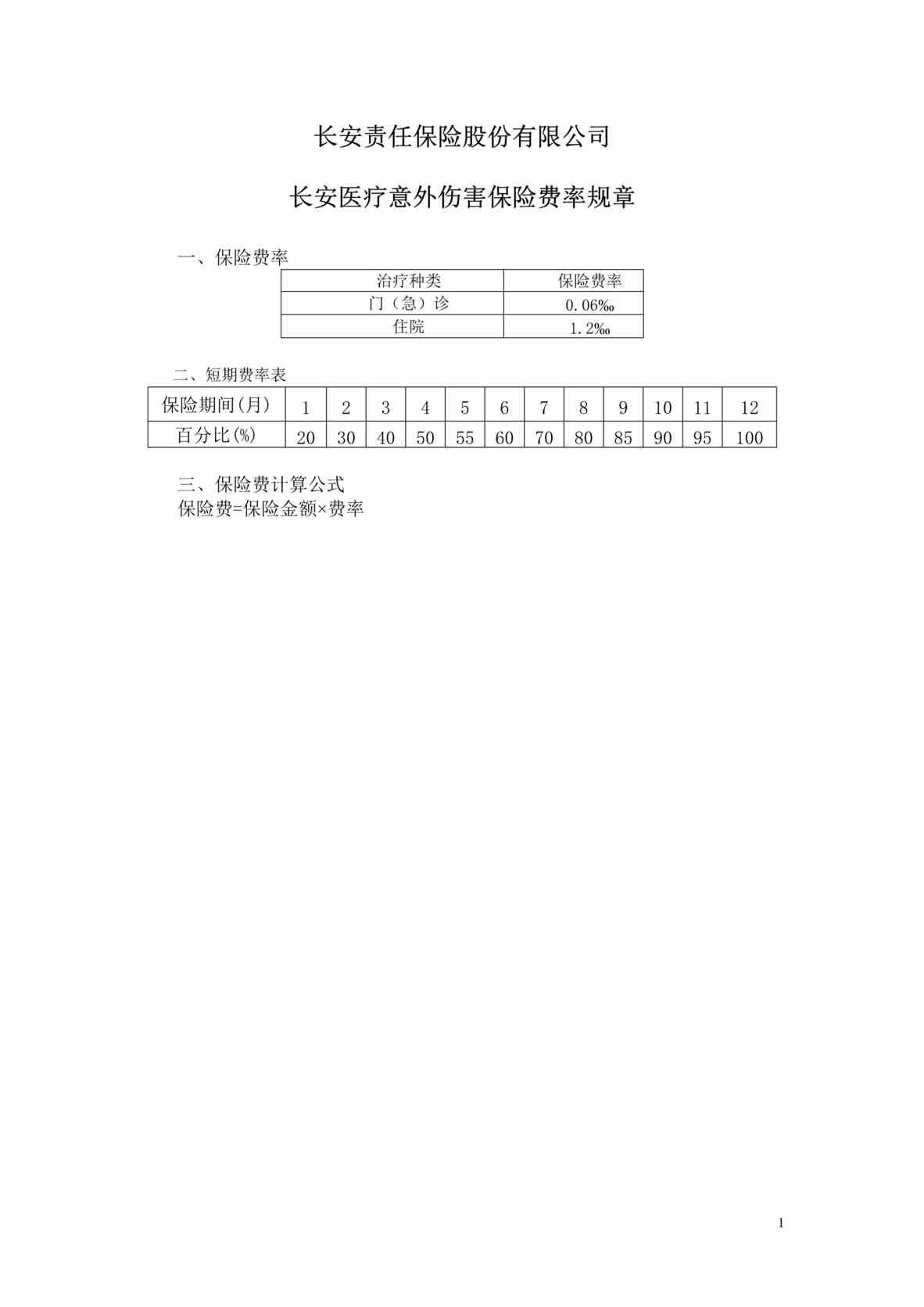 “长安责任(备案)N94号_长安医疗意外伤害保险条款费率DOC”第1页图片