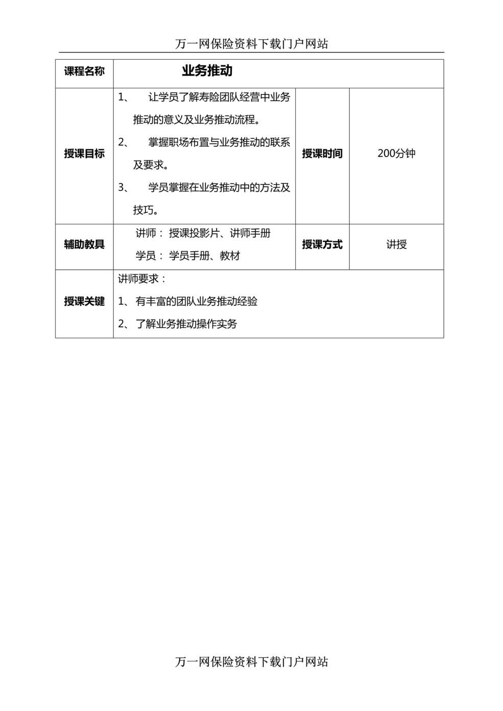 “组训督训培训班10业务推动及讲师手册”第1页图片