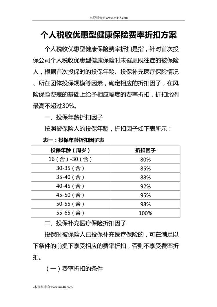 “个人税收优惠型健康保险费率折扣方案人保健康版4页DOC”第1页图片