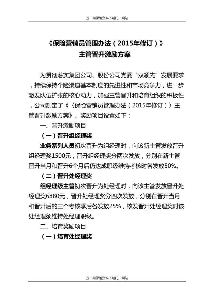 “国寿保险营销员管理办法主管晋升激励方案C2页版DOC”第1页图片