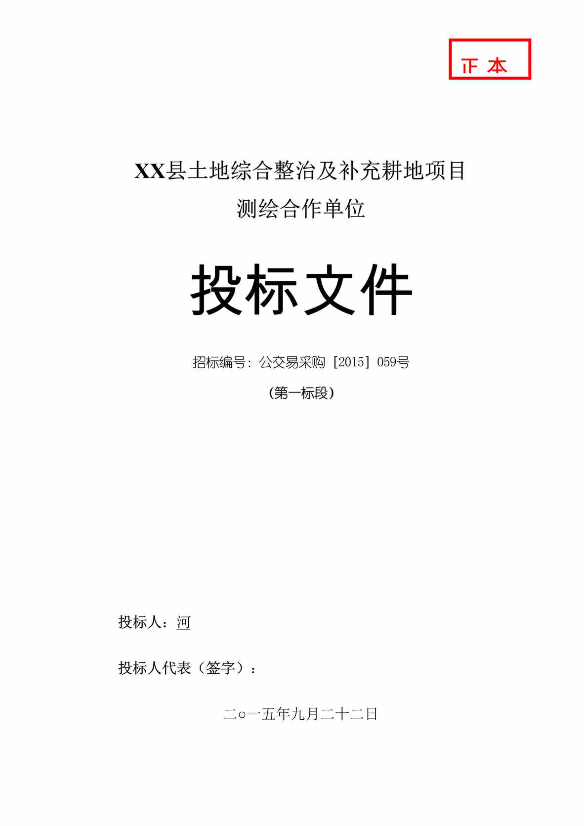 “测浍服务土地整治投标文件DOC”第1页图片