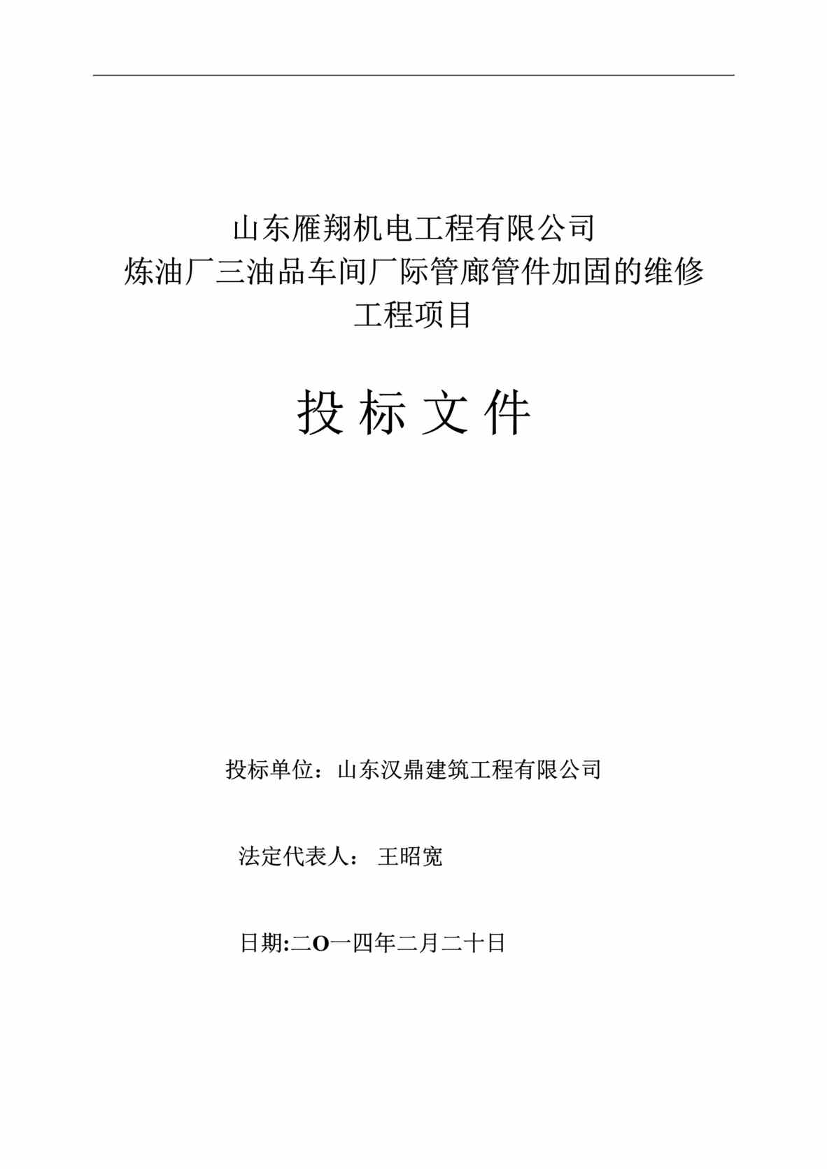 “柴油质量升级技术改造投标书DOC”第1页图片