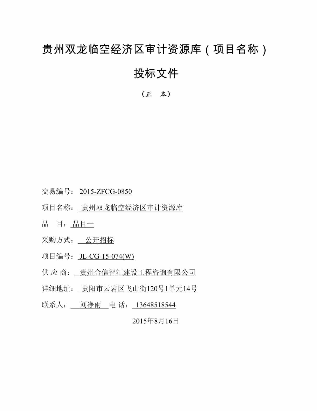 “双龙审计入库投标文件DOC”第1页图片