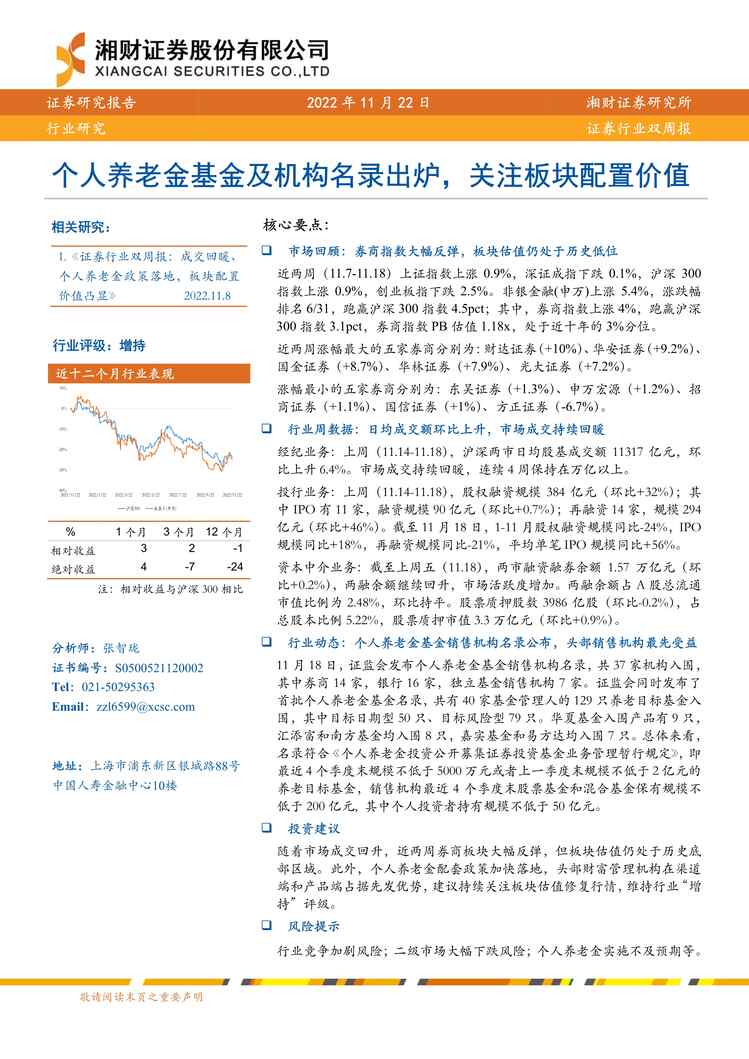 “2022年湘财证券-证券欧亿·体育（中国）有限公司双周报：个人养老金基金及机构名录出炉，关注板块配置价值PDF”第1页图片