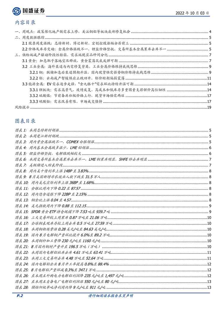 “2022年国盛证券-有色金属欧亿·体育（中国）有限公司周报：政策催化地产链需求上修，关注铜铝等板块底部修复机会PDF”第2页图片