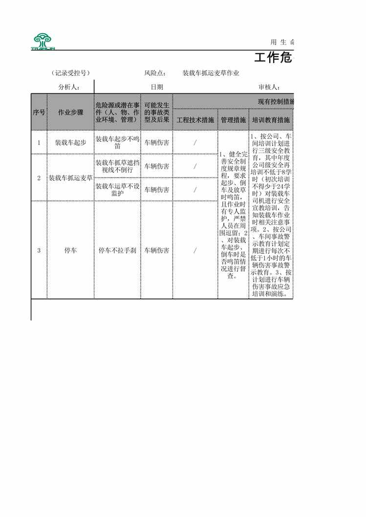 “泉林纸业危害分析（JHA）评价记录（制浆）XLS”第1页图片