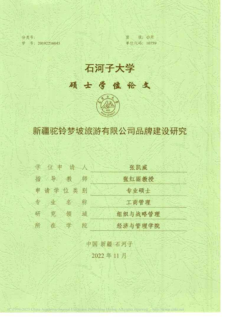 “MBA毕业论文_新疆驼铃梦坡旅游有限公司品牌建设研究PDF”第1页图片