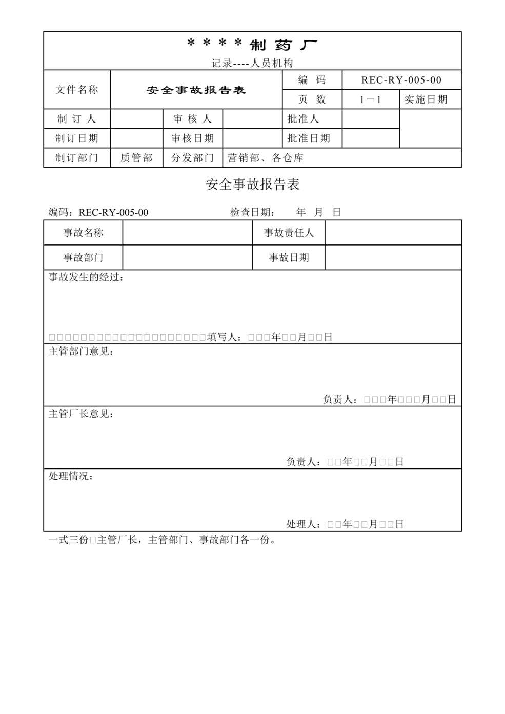 “生物制药公司(制药厂)安全事故报告表DOC”第1页图片