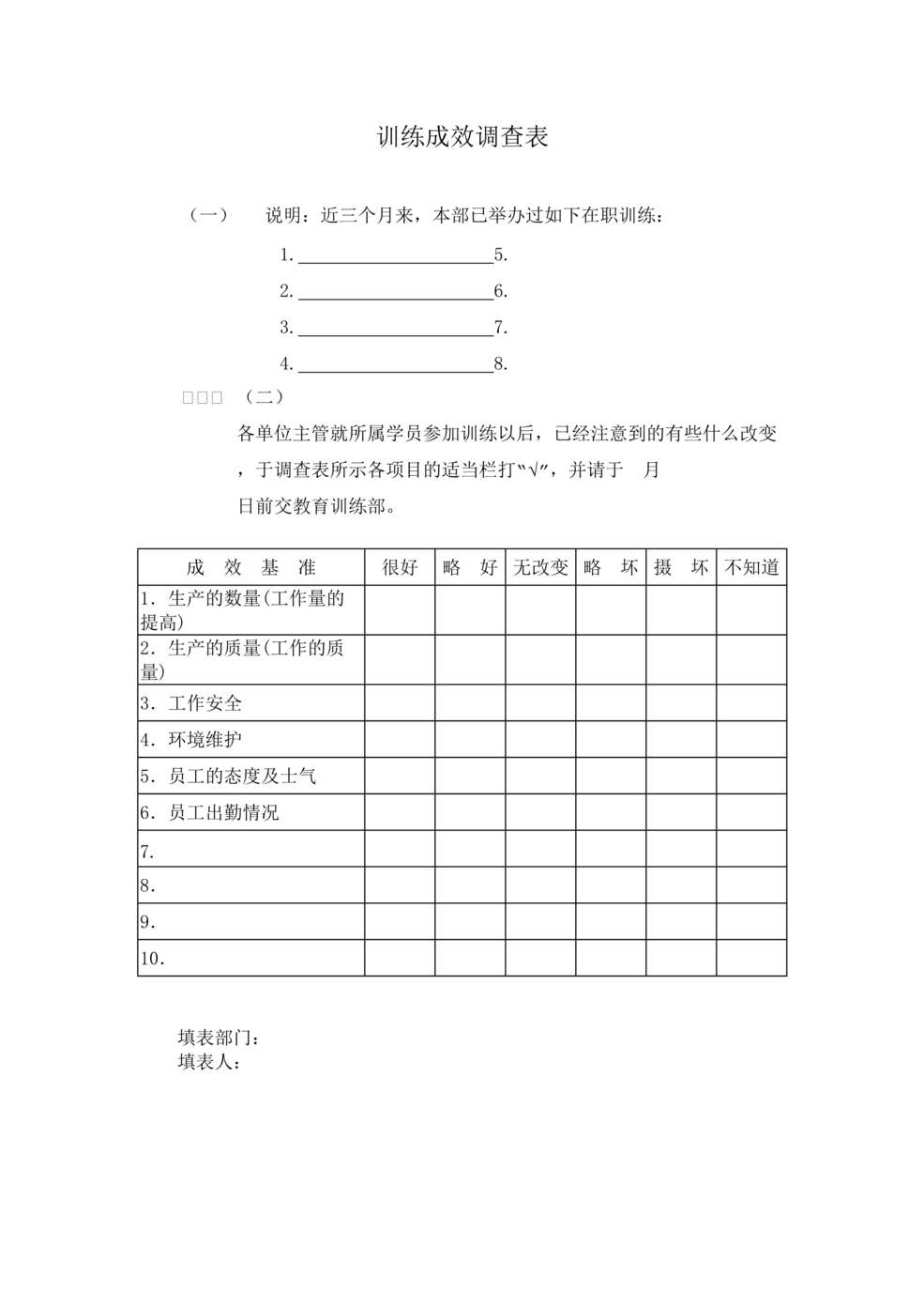 “培训管理训练成效调查表DOC”第1页图片