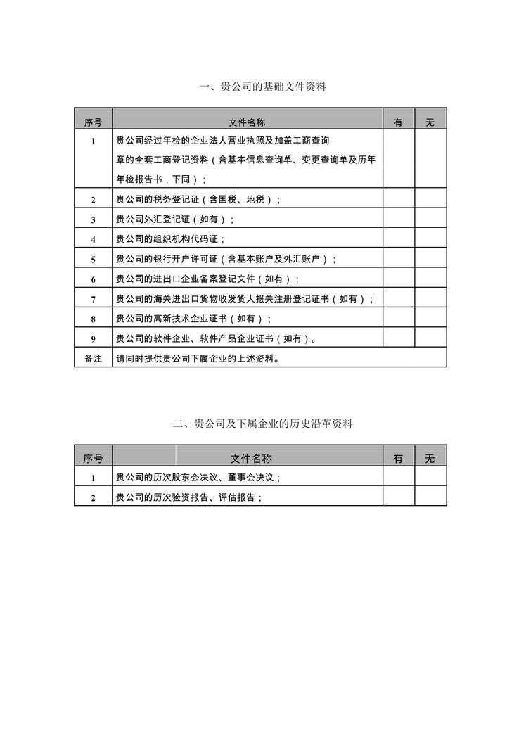 “最全公司尽职调查清单PDF”第1页图片