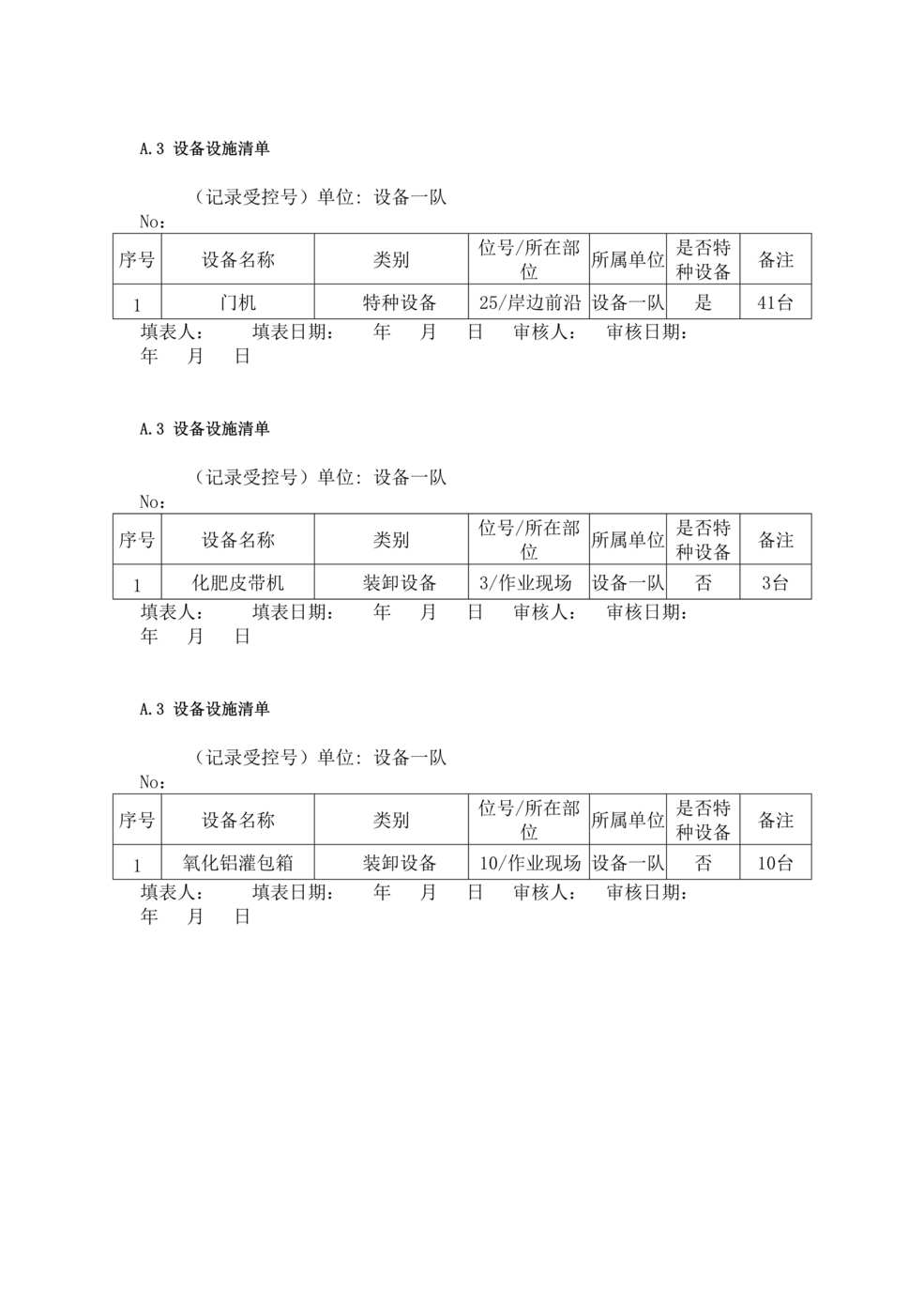 “杂货类之A3设备设施清单DOC”第1页图片