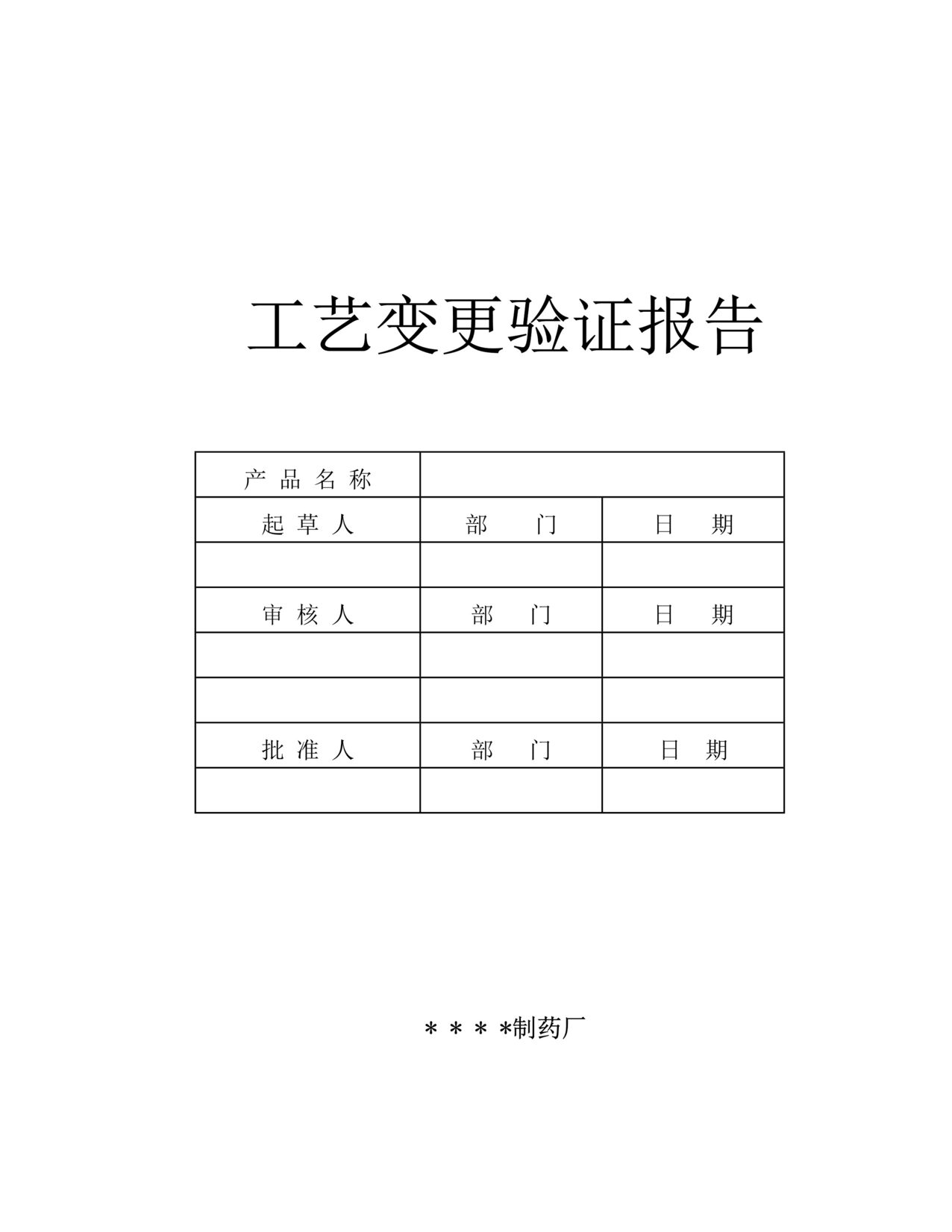 “生物制药公司(制药厂)工艺变更验证方案及报告DOC”第1页图片