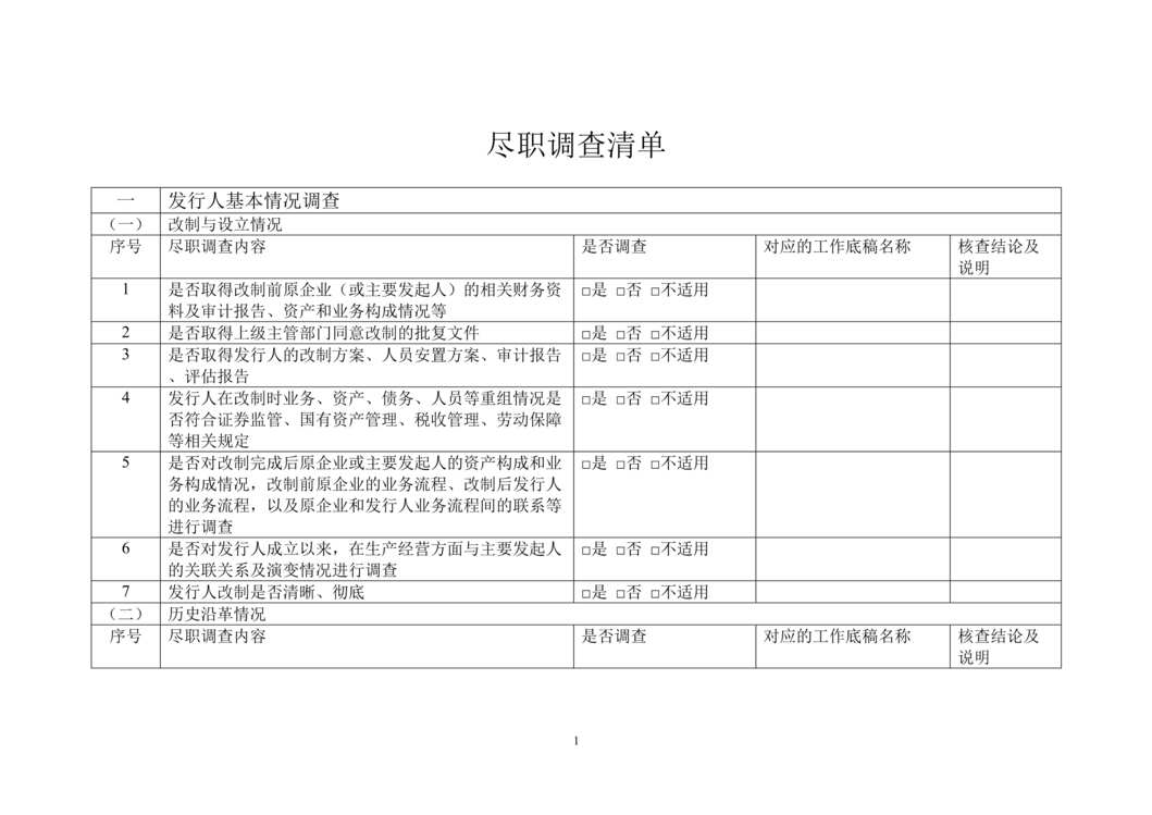 “IPO尽职调查清单2015DOC”第1页图片