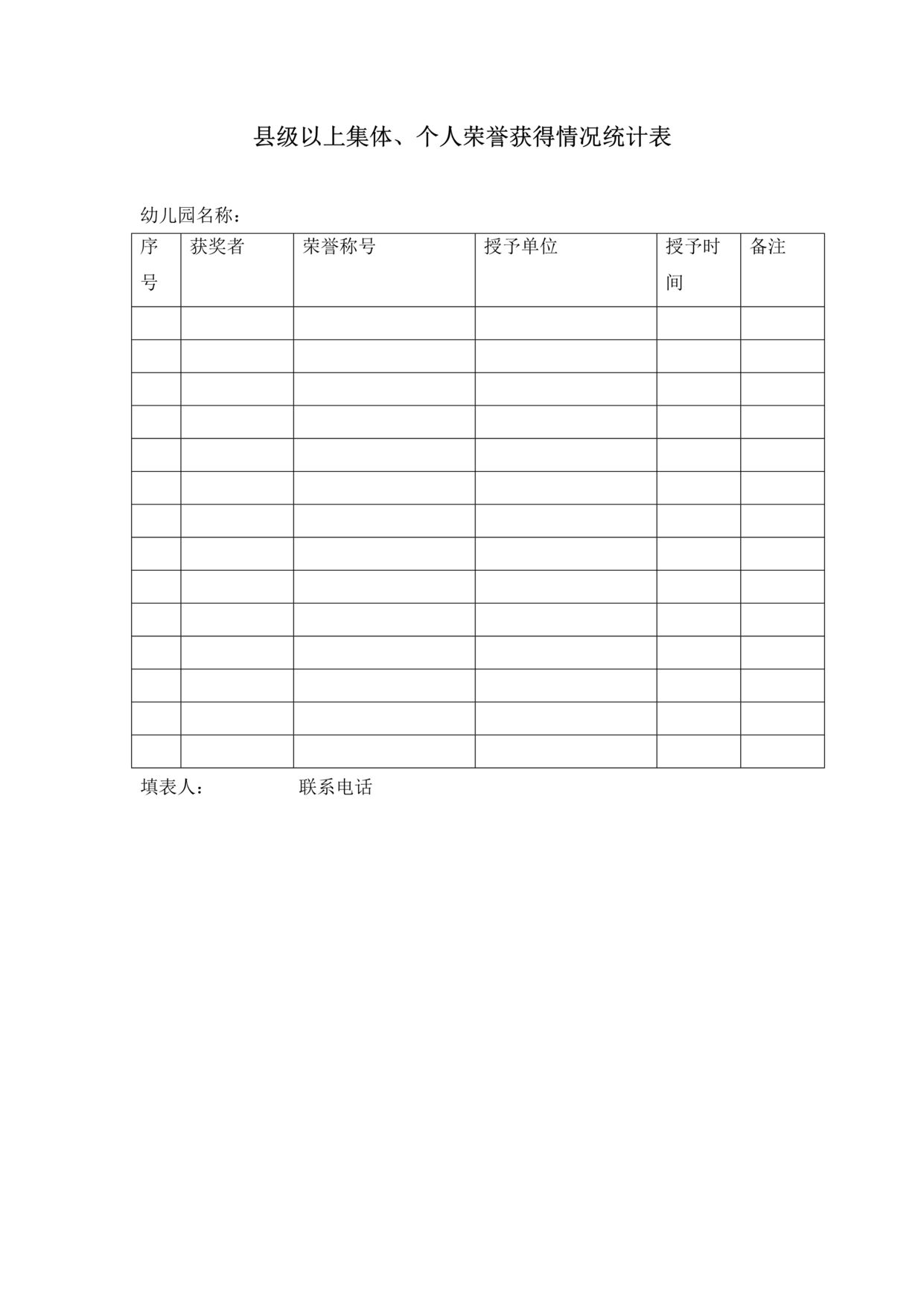 “县级以上集体、个人荣誉获得情况统计表DOC”第1页图片