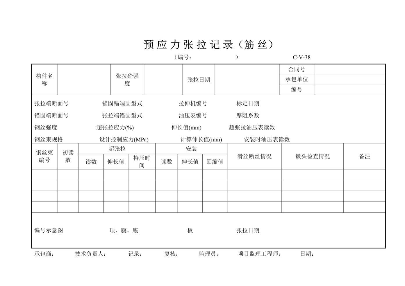 “公路桥梁预应力张拉记录表(筋丝)DOC”第1页图片