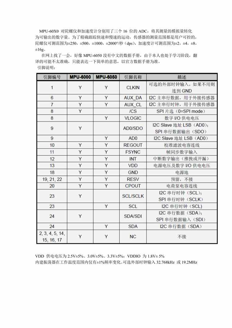 “电子书籍《mpu6050寄存器中文版》某出版社PDF”第1页图片