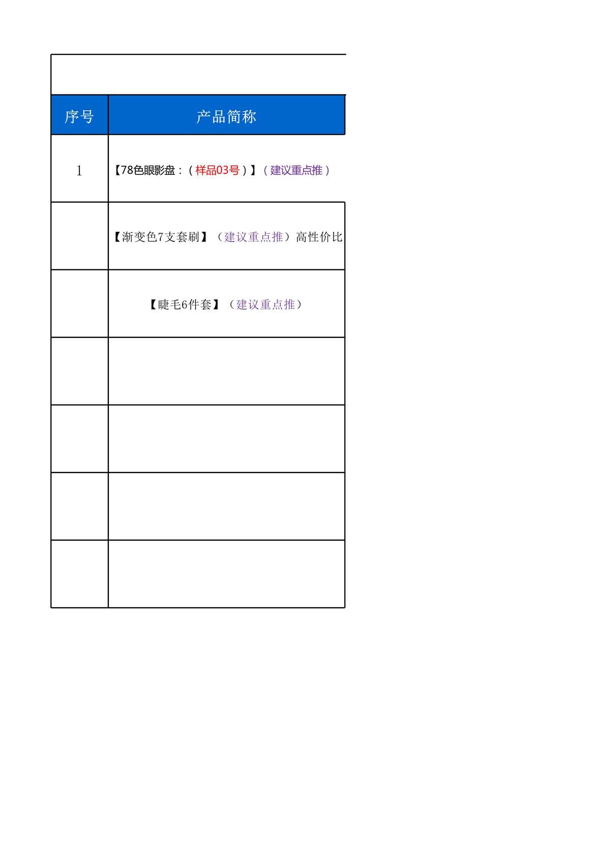 “喵喵凯特猫模板_产品信息表【美卡芙优旗舰店】[3页]XLS”第1页图片