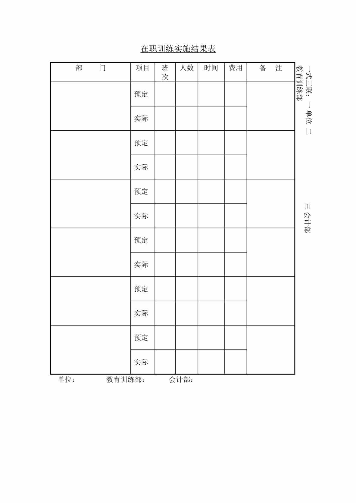 “培训管理在职训练实施结果表DOC”第1页图片