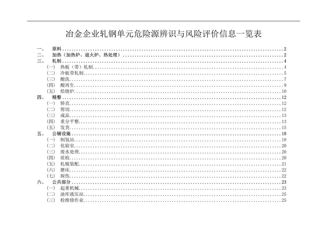 “轧钢危险源辨识与风险评价信息表DOC”第1页图片