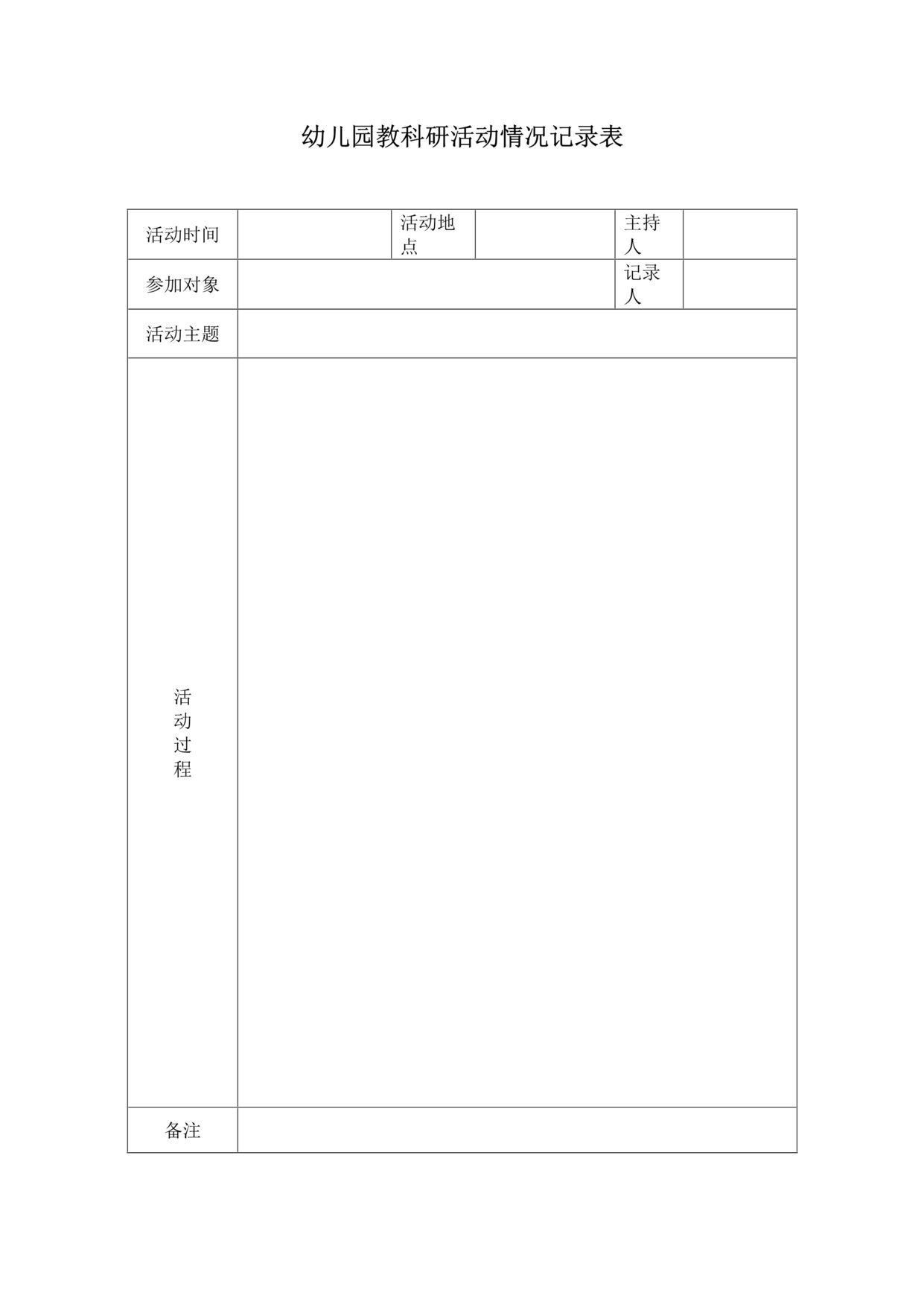 “幼儿园教科研活动情况记录表DOC”第1页图片