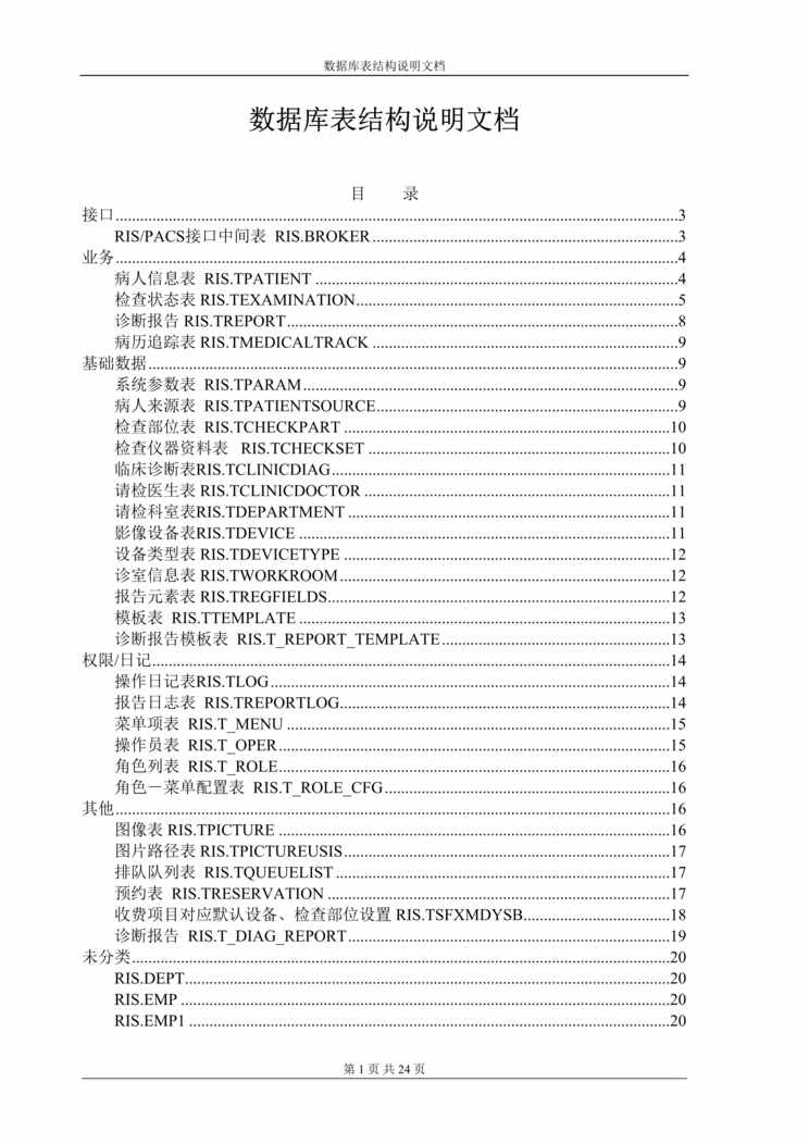 “数据库表结构说明文档DOC”第1页图片