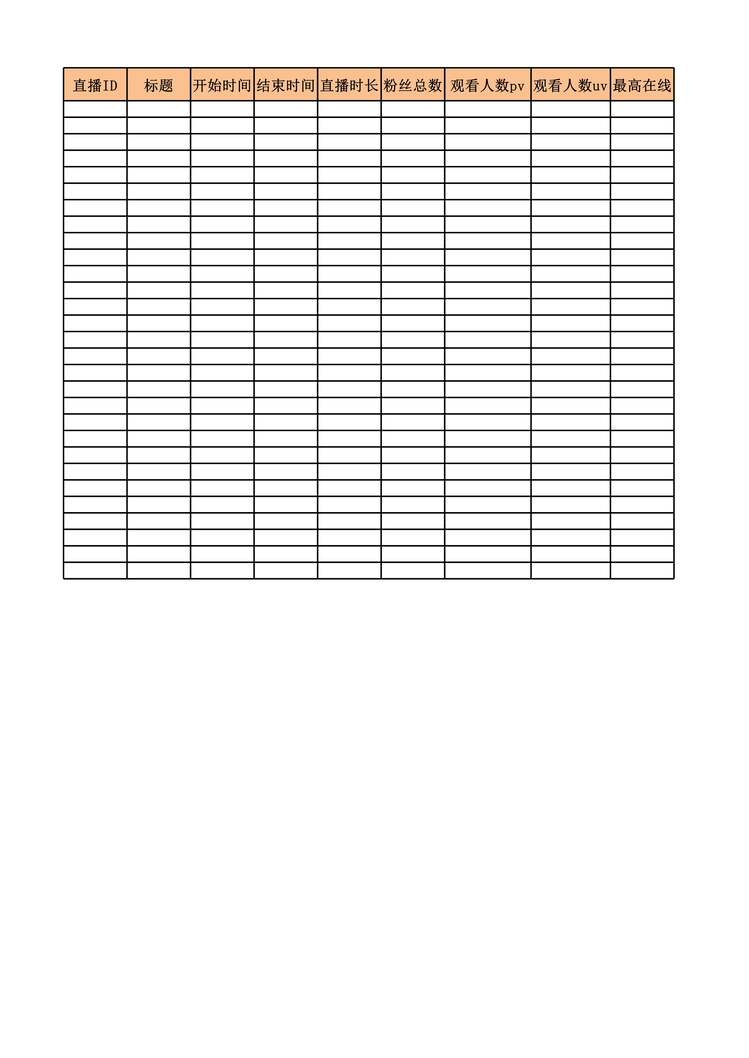 “运营管理表格_直播数据模板XLS”第1页图片